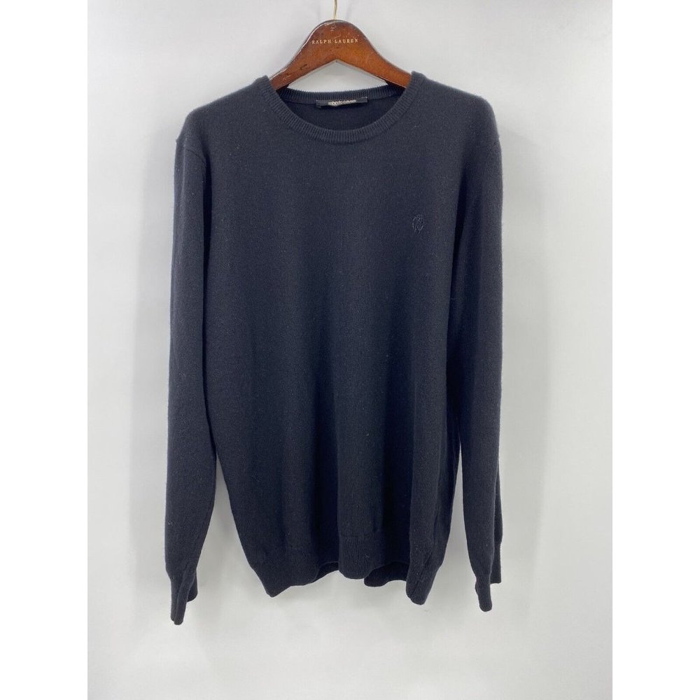 Roberto Cavalli Wool/Cashmere V-Neck Maglia Black Sweater 2XL Slim-fit $395 (G1)